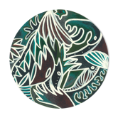 "Tribal green" postcard illustration