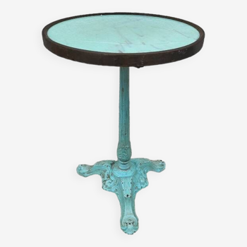 ROUND BISTRO TABLE IN MARBLE AND GREEN CAST IRON N°9