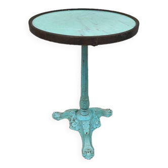 ROUND BISTRO TABLE IN MARBLE AND GREEN CAST IRON N°9