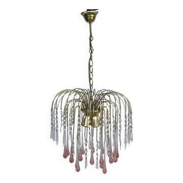 Lustre cascade en verre de murano