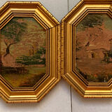 Lot 2 old paintings oil painting signed