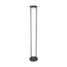 Postmodern 1980s halogen floor lamp, black lacquered metal structure with glass light diffusor