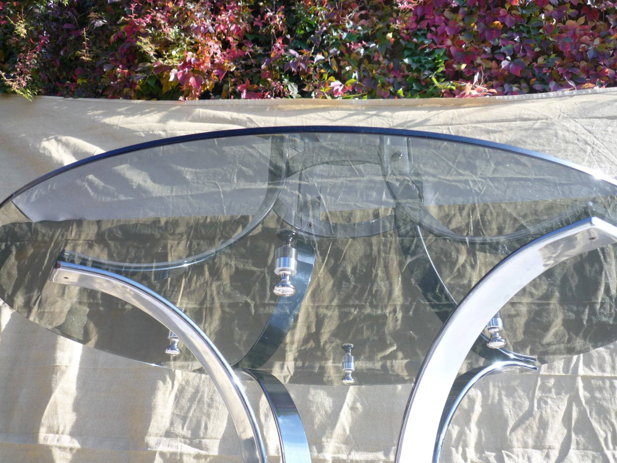 Dining table glass and chrome