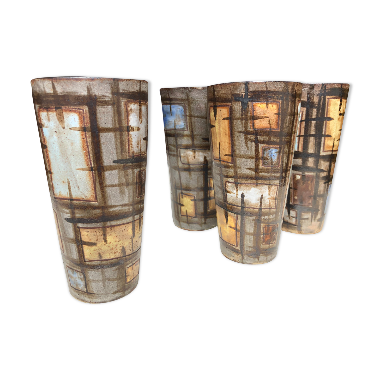 4 Vallauris ceramic cups by Alexandre Kostanda 1960