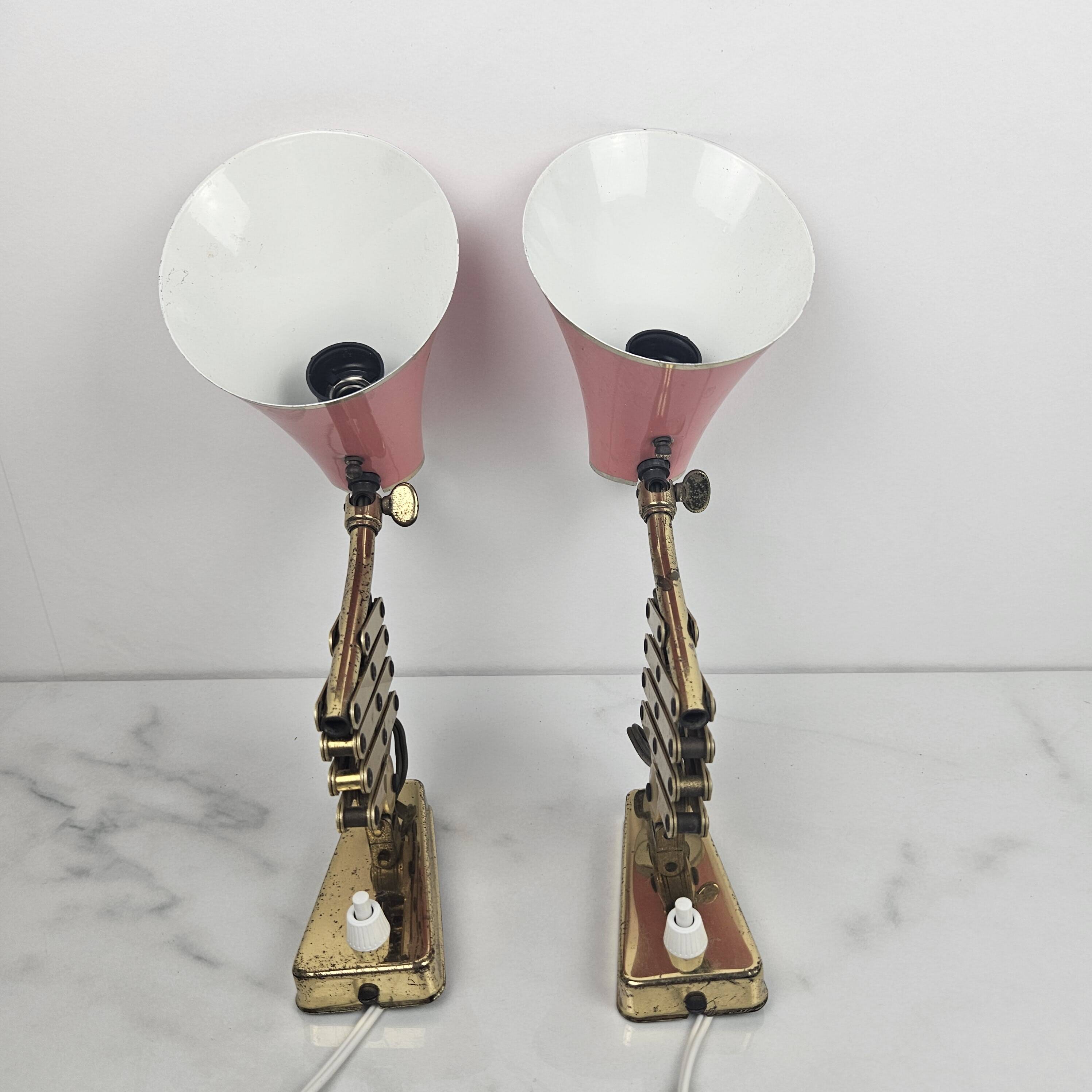 Pair of Italian Mid-Century Scissor Wall Lamps, 1950's