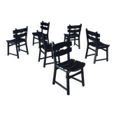 Brutalist dining chairs by Dittmann for Awa Radbound, Netherlands, 1970s, set of 6.