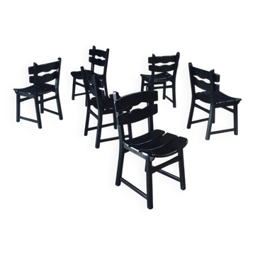 Brutalist Dining Chairs by Dittmann for Awa Radbound, Netherlands, 1970s, Set of 6