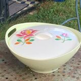 Soup tureen, Gien France, Princess model, in enamelled ceramic, vintage