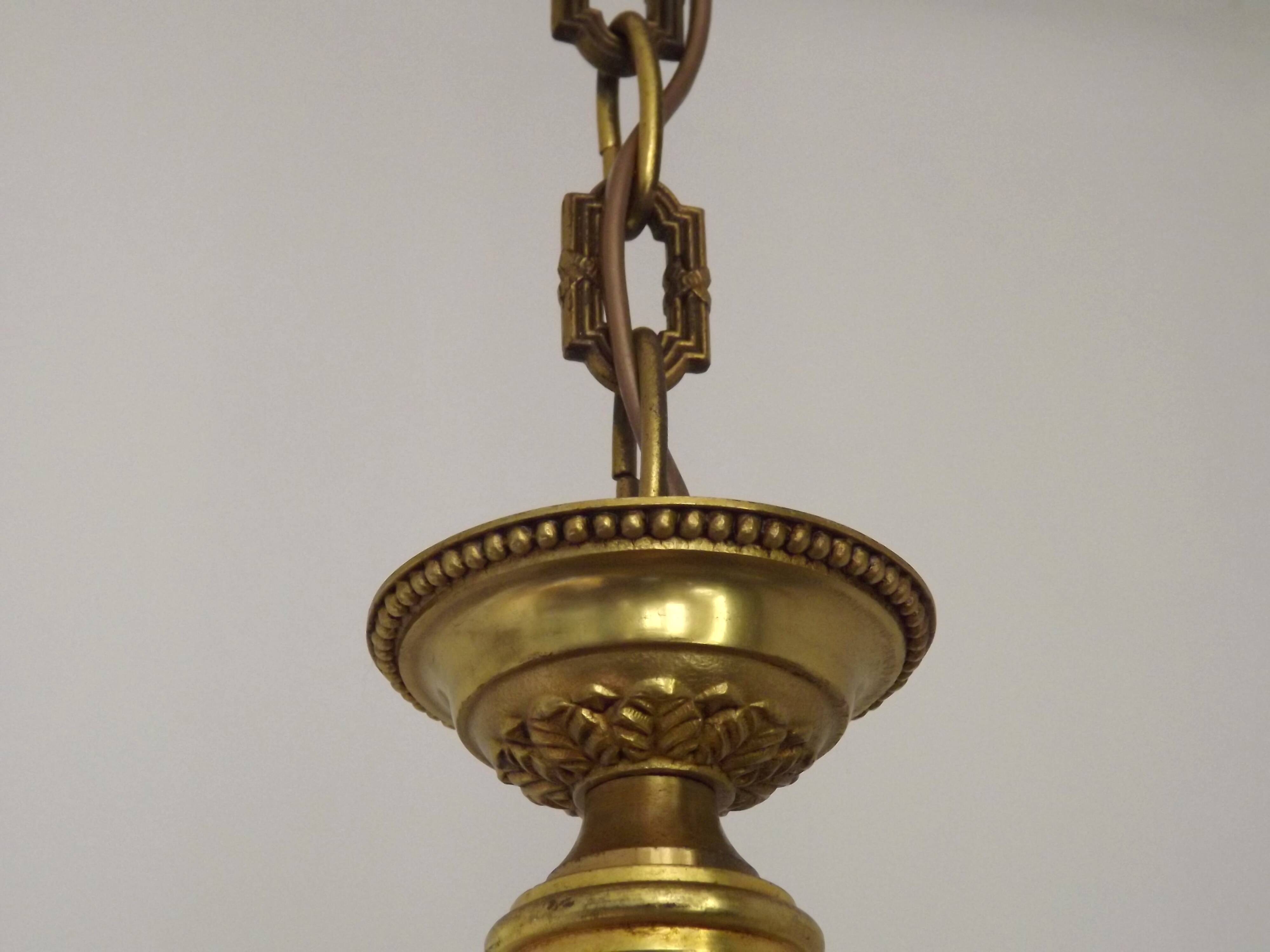 French Vintage Mid-Century Bronze 5-Light Traditional Style Chandelier