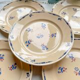 5 small vintage porcelain plates K&G Luneville "Flore" 1950s small blue flowers