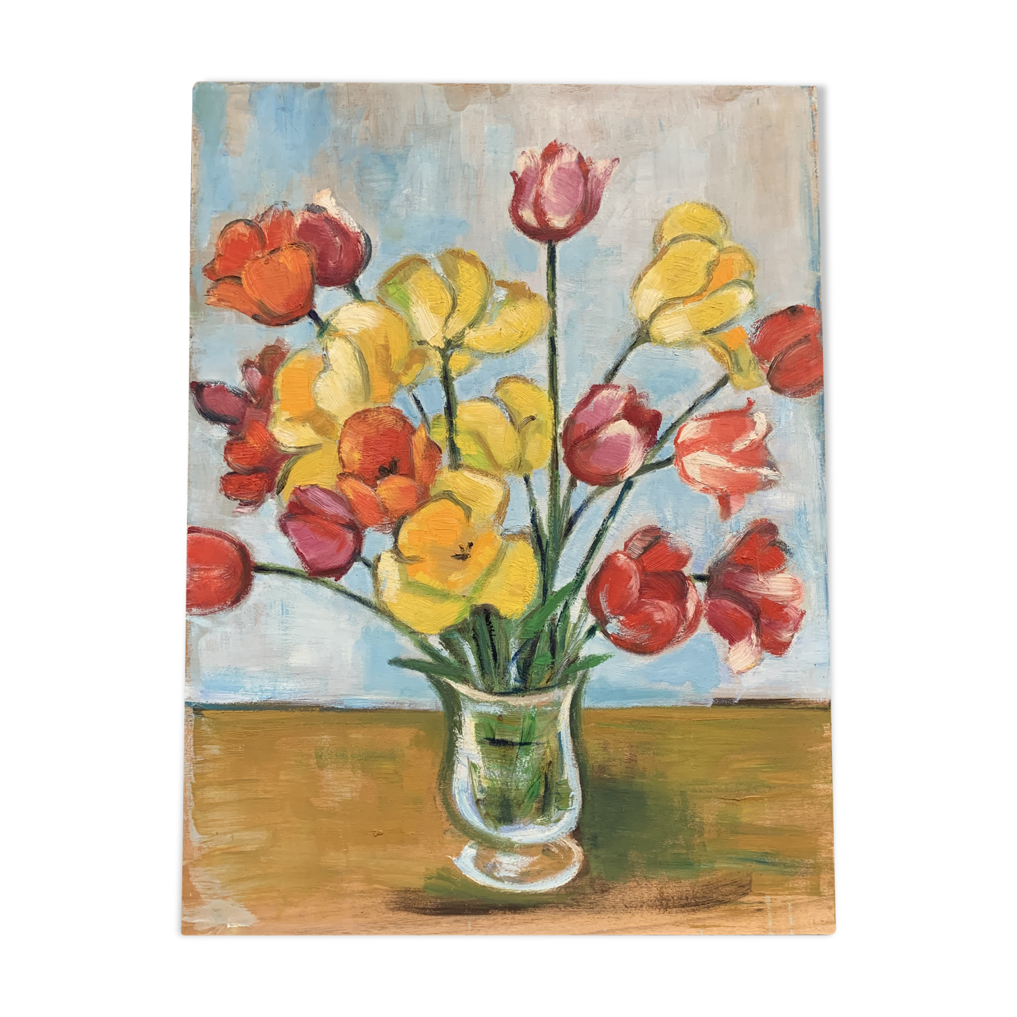 Vintage painting, painting, still life with flowers