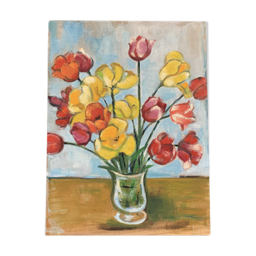 Vintage painting, painting, still life with flowers