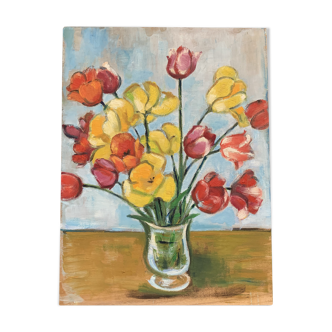 Vintage painting, painting, still life with flowers