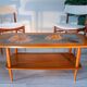 Ceramic and teak coffee table, Scandinavian design from the 60s