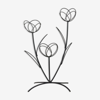 Plant holder iron lacqué black in the shape of flowers 1950