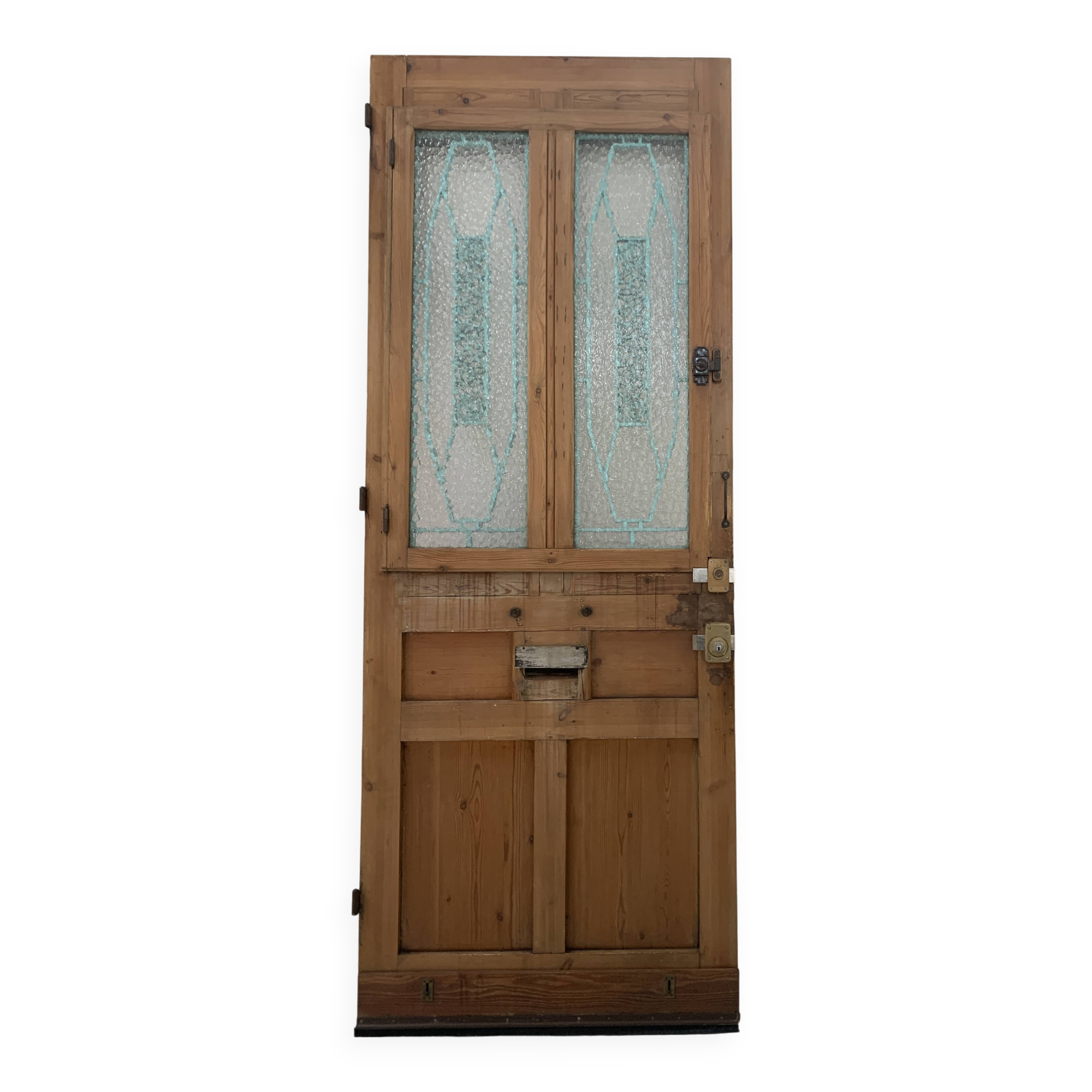 Art Deco style entrance door in solid wood, 20th century