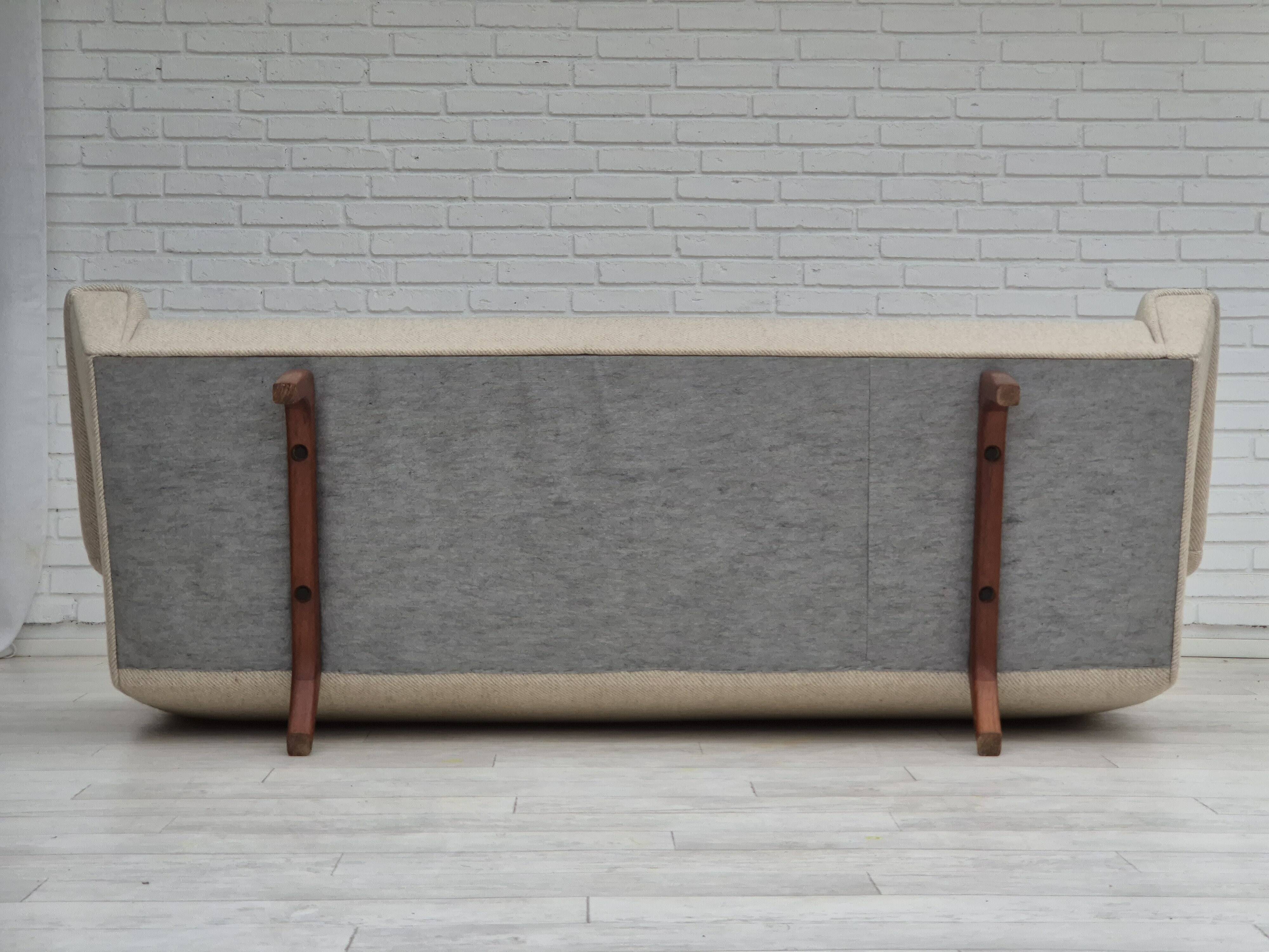 1970s, Danish 3 seater sofa, original condition, wool, teak wood.