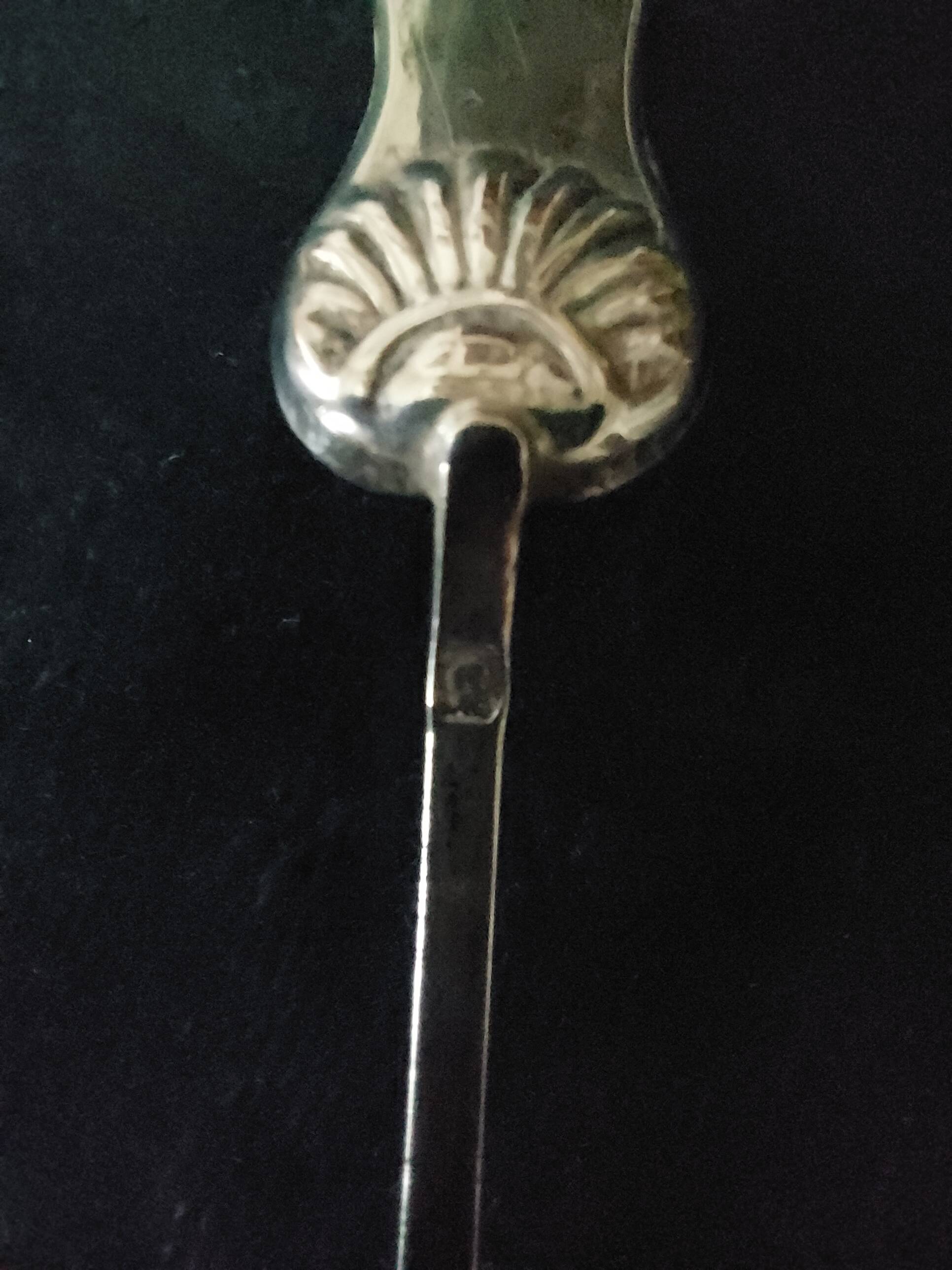 Solid silver salt spoons with Minerva hallmark, 19th century