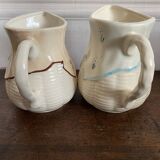 Set of 2 vintage pitchers - 1950 - Barbotine