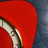 Vintage formica clock asymmetrical silent wall clock "Red Star"