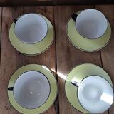 Service à café tasse porcelaine Moulin des loups liseré noir patel
