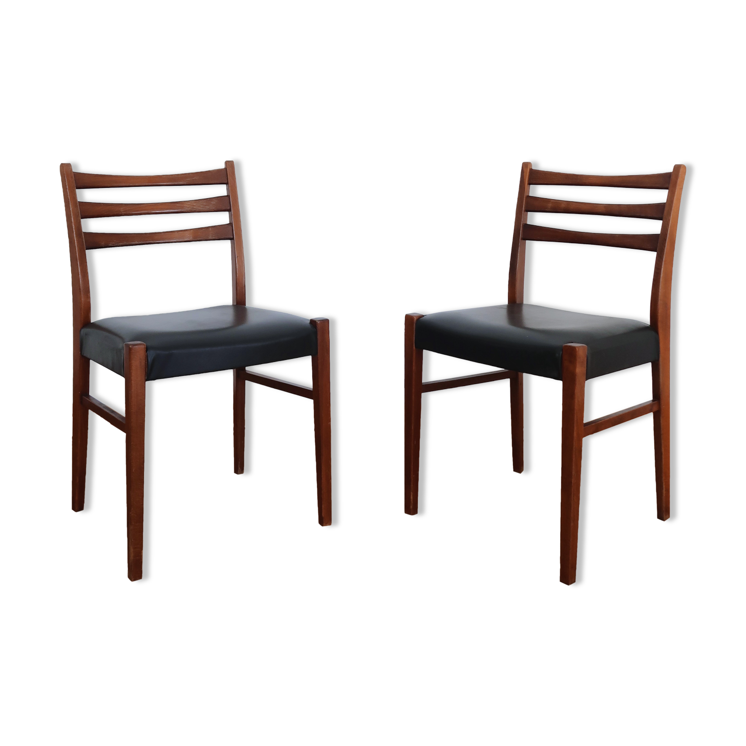 Pair of Scandinavian chairs skaï black