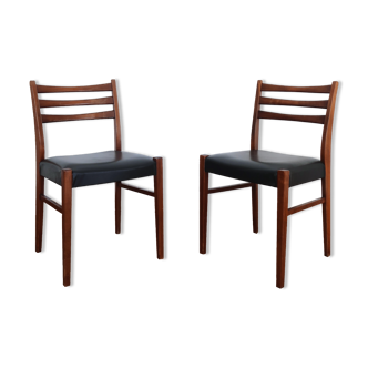 Paire de chaises scandinaves skaï noir