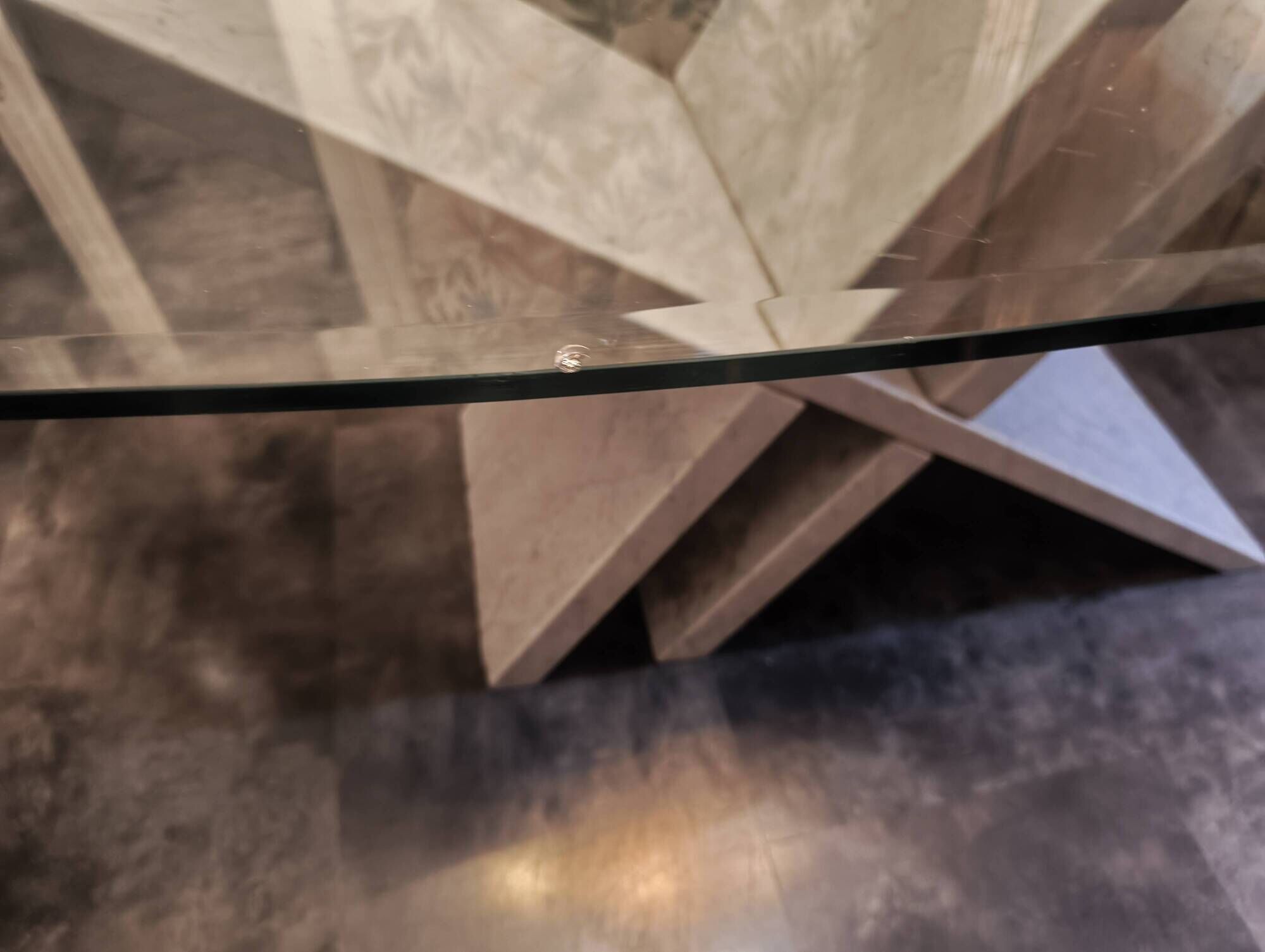 Glass and marble table