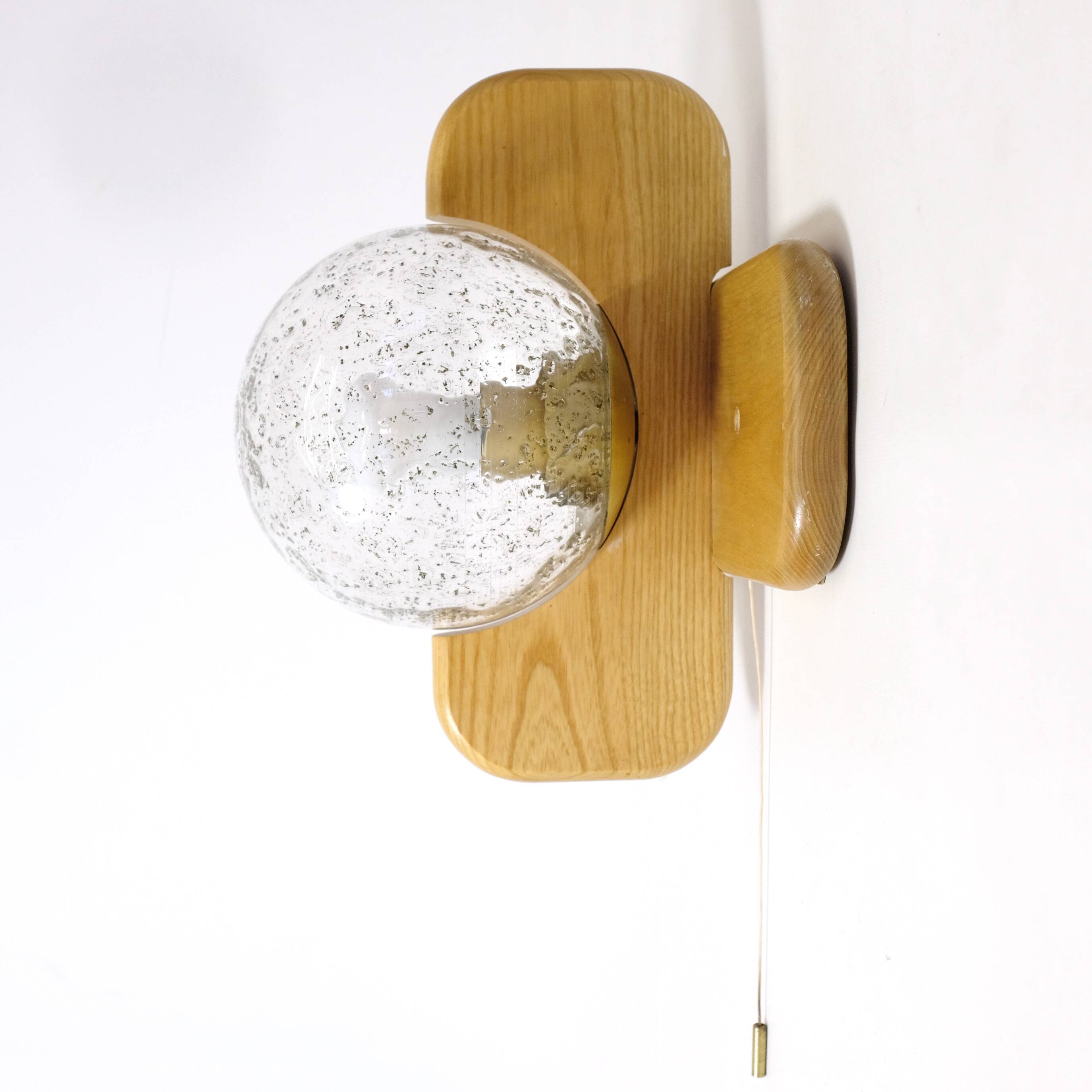 Kaiser Leuchten, wood and glass wall lamp from the 70s.
