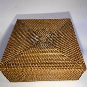 Boîte de rangement vintage en rotin tressé, à compartiments