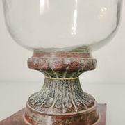 Metal foot glass vase