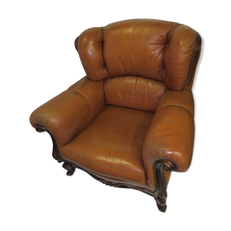 Louis XV style tawny leather chair