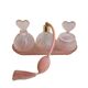 Vintage Pink Frosted Glass Bathroom Set Romantic Heart Decor