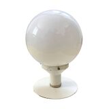 White, spherical space age table lamp, Poland 1980s.