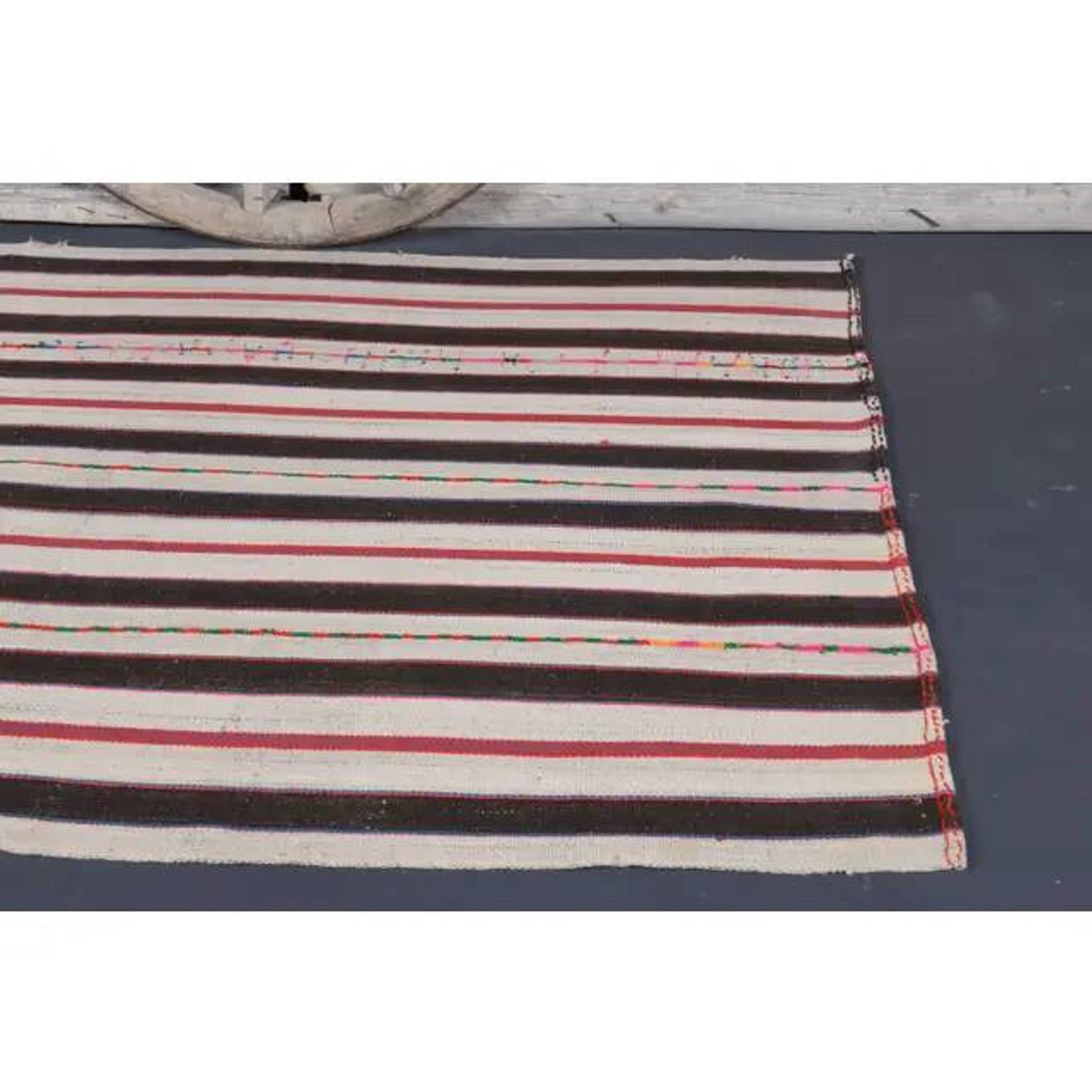 Vintage Turkish Hand-Knotted Wool Cotton Beige Kilim Area Rug 158x217