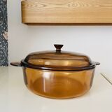 Vintage smoked glass casserole dish Corning France