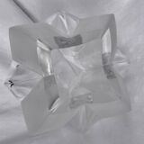 Polylobed crystal vase, partly satin-finished, art glass vintage design, 70s