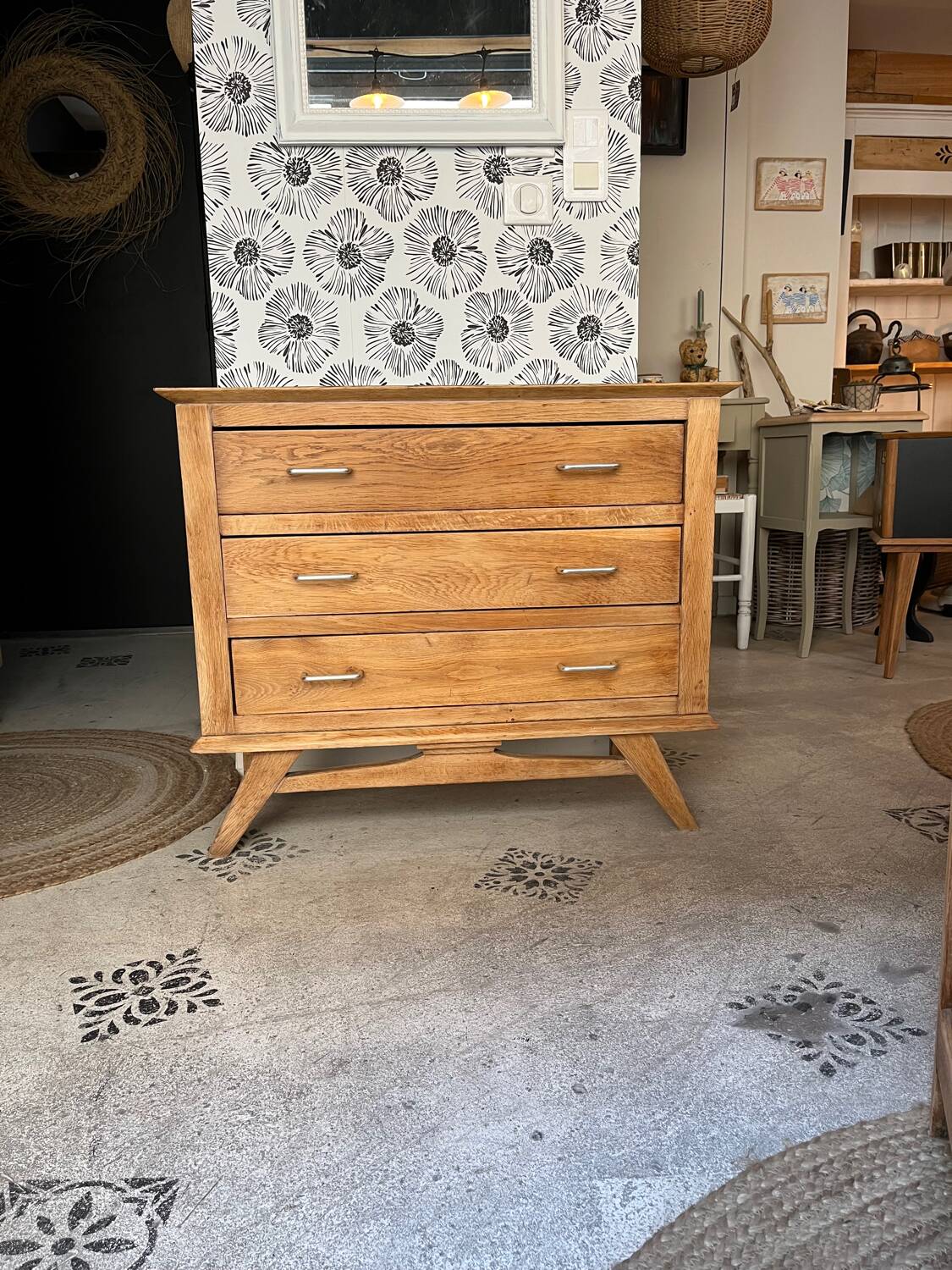 Commode Oscar bois et noir années 50-70 style scandinave