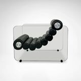 Hyaline leather and glass armchair by Fabio Lenci for Comfortline Italy 196.