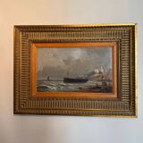 Tableau, Marine sur la côte d’Opale XIX siècle