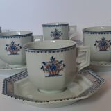 6 tasses et sous-tasses Limoges Coquet forme Lotus