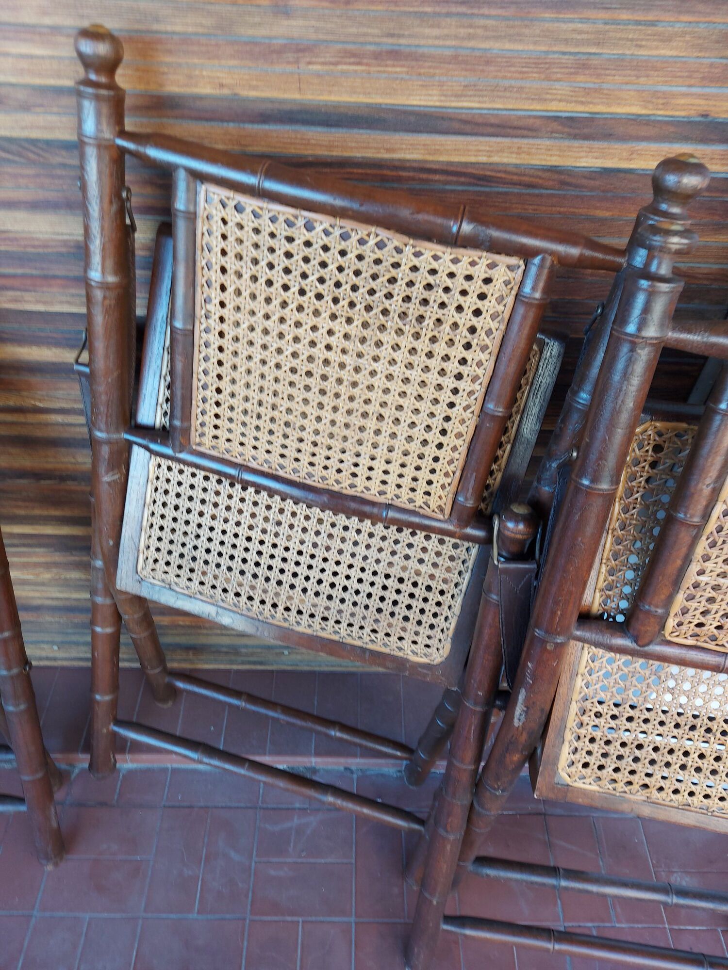 Set of 4 folding chairs old colonial style