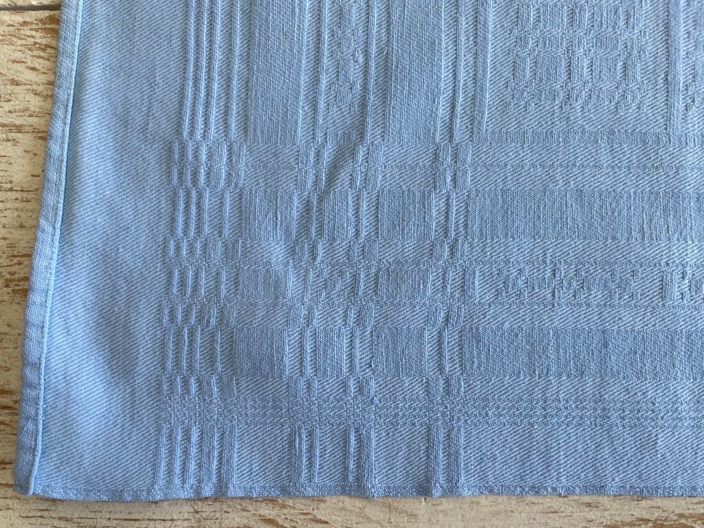 Set of 8 damask napkins dyed in dreamy blue monogrammed MC - cotton - 72x60cm