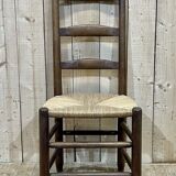 Series of 6 brutalist chairs from the 1950s - oak and straw seat