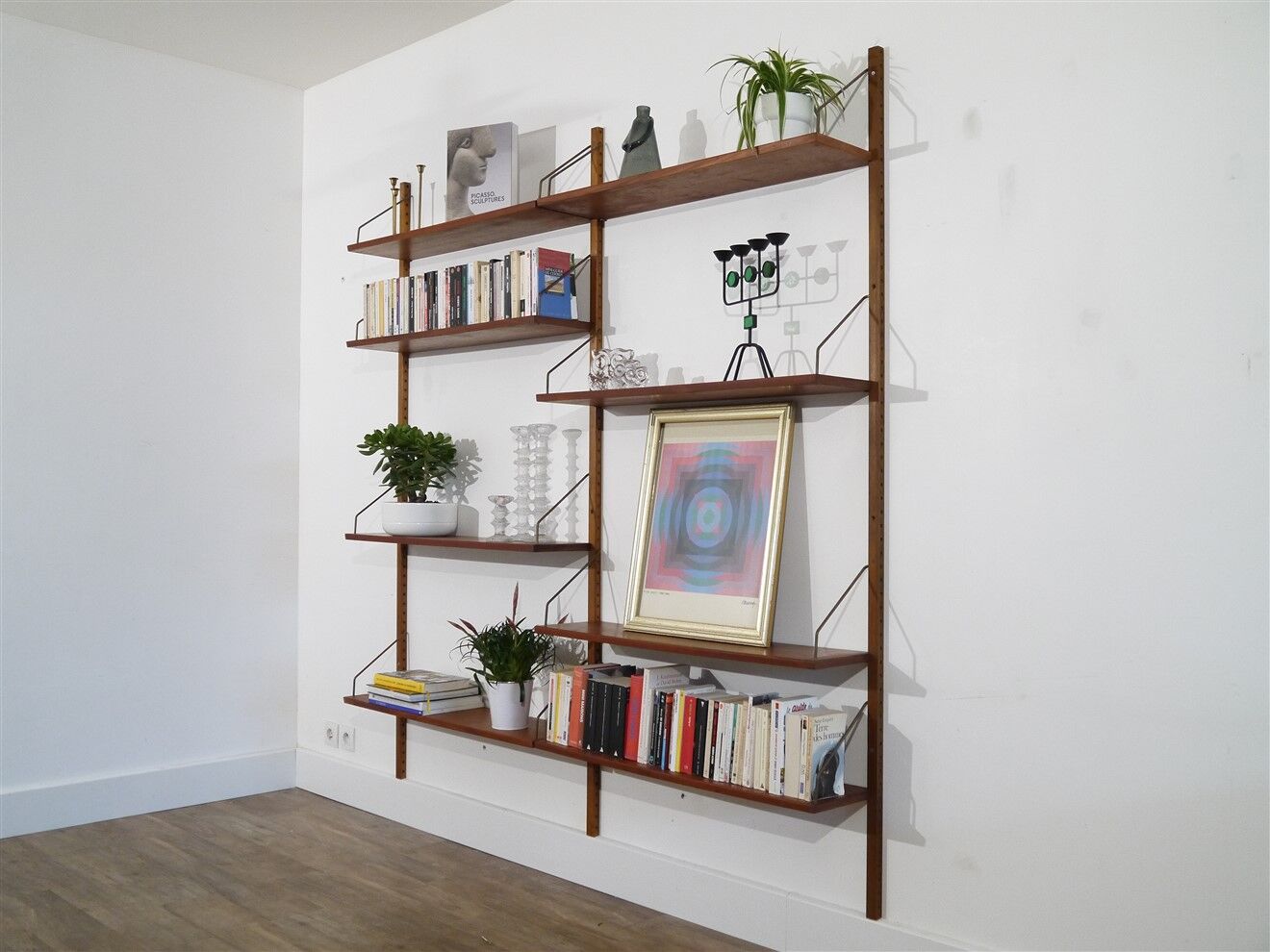 1960 vintage Scandinavian teak shelf wall system