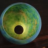 Blue-yellow marbled glass tulip in colochinte - signed