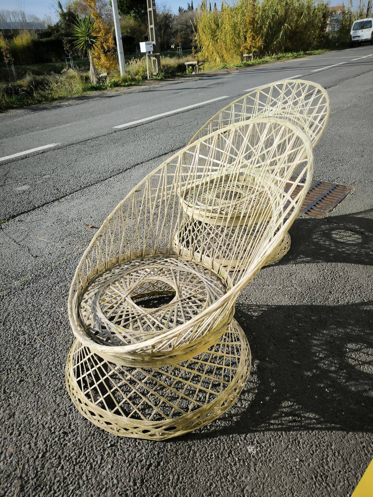 Pair of large garden armchairs
