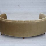 1960s, 3-seater Danish "Banan" sofa, original olive/green furniture velour.