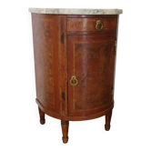 Petite commode-Table Demi-Lune- style Louis XVI-Placage de loupe d’orme-Pla