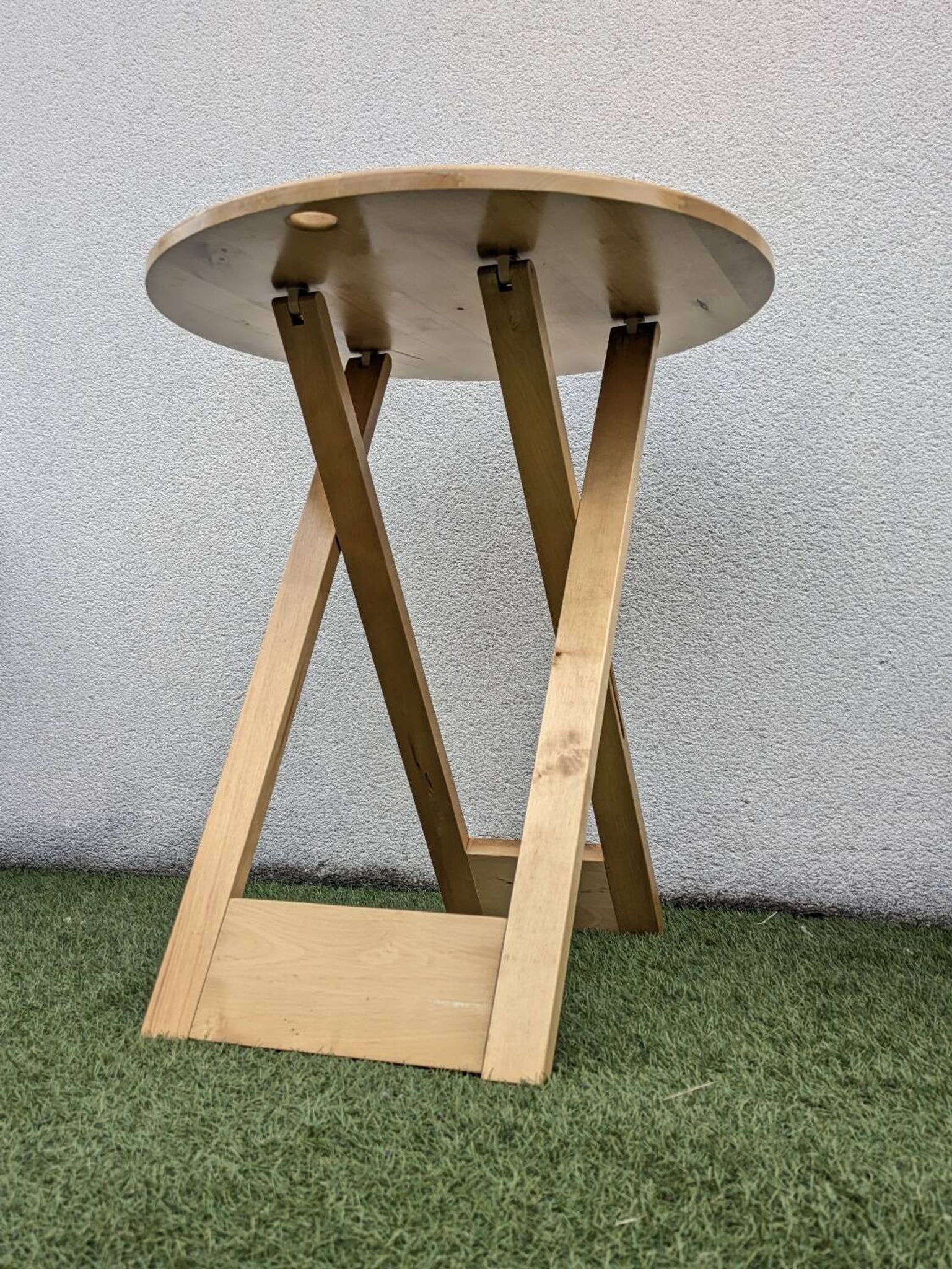 Table pliante design “Suzy” Adrian Reed bois blond vintage 80